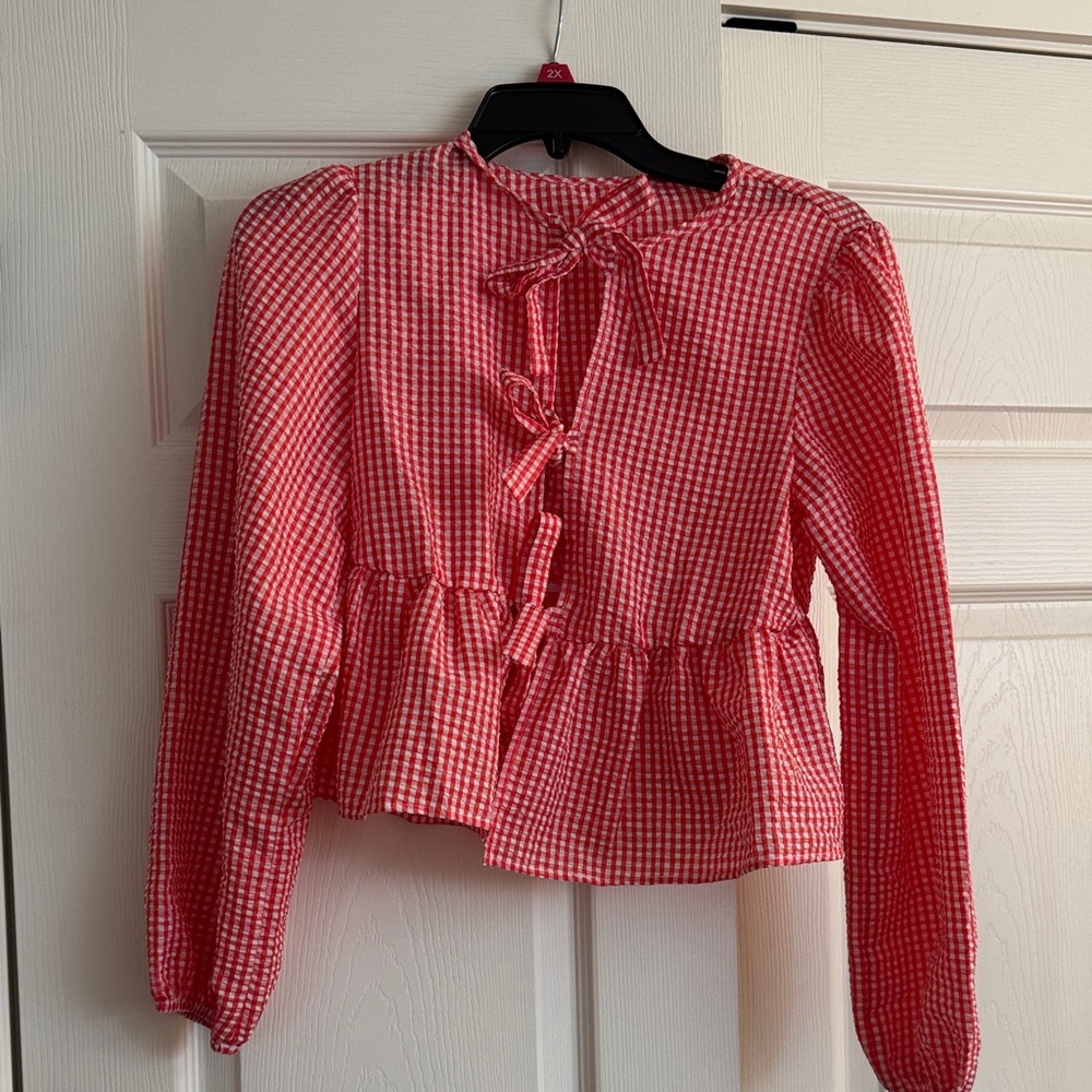 Red Gingham Women's Top